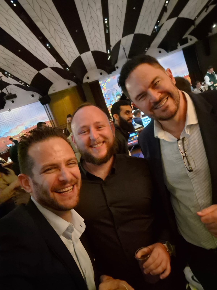Selfie with two industry friends at a crypto event